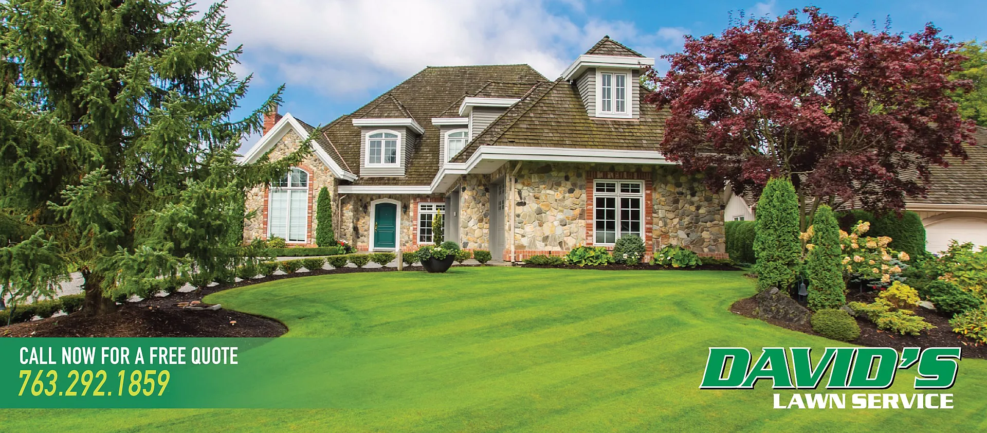 A picture of a professional lawn care and landscaping services provided by David's Lawn Service