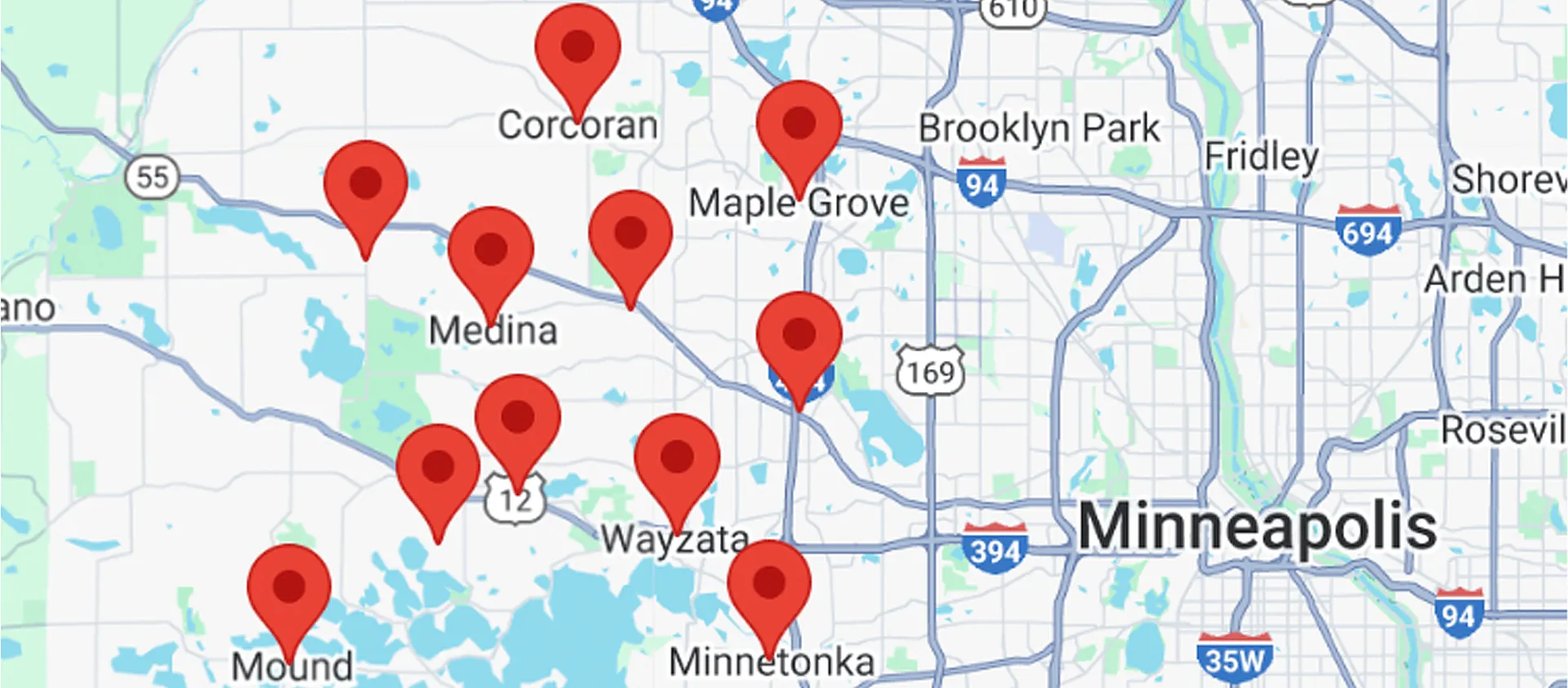 Map of the service area